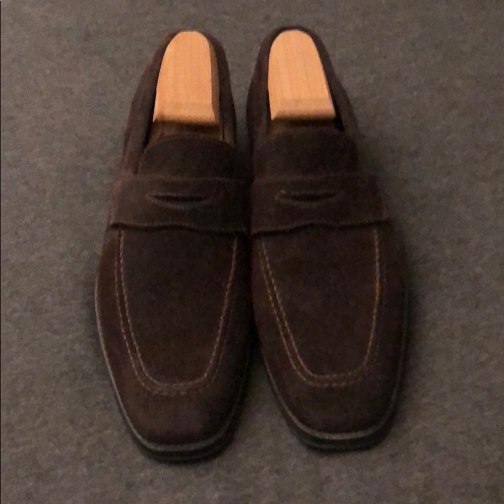 Mens Donald Pliner brown suede loafers size 8.5